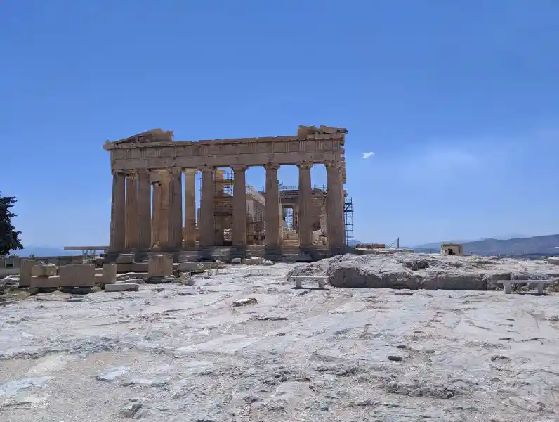 Parthenon temple with scaffolding